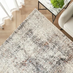 Luxury Distressed Grey Beige Abstract Rug Dubai