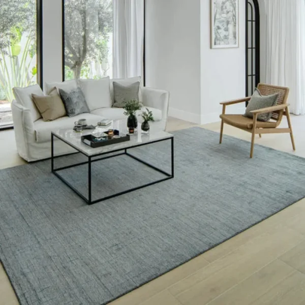 Modern In Solid Grey And Teal Rug Design