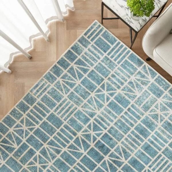 Matte Textured Outdoor Turquoise Rugs - Image 4