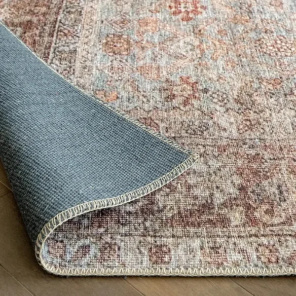 Faded medallion rug in living room