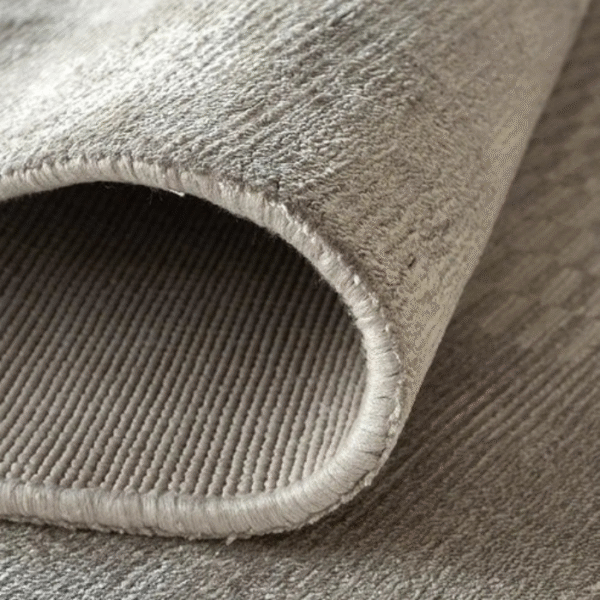 Mesh Patterned Taupe Rug in living room setup