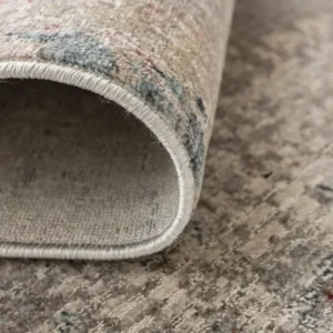 Artistic abstract rug in rust beige shades