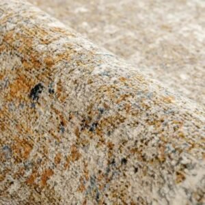 Modern abstract rug in rust and grey