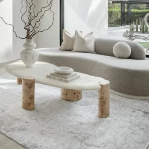 Faded grey abstract living rug