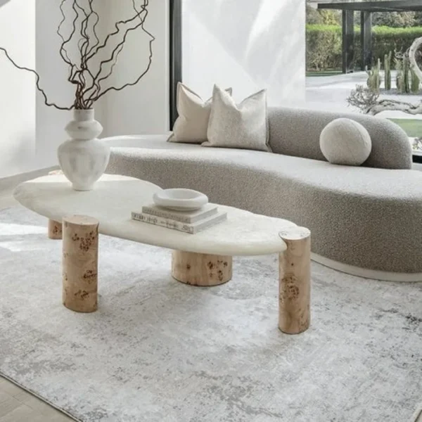 Faded grey abstract living rug