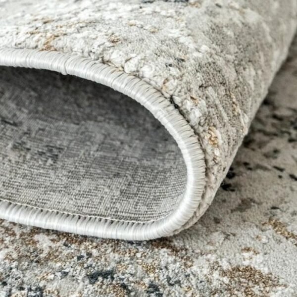 Modern Brown and Teal Distressed Round Rugs - Image 2