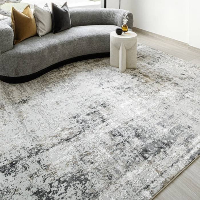 Modern Brown and Teal Distressed Round Rugs