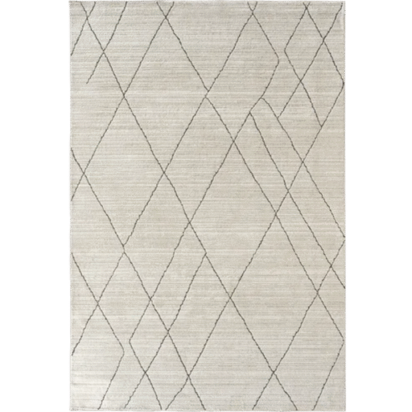 Charcoal striped ivory geometric rug