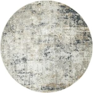 Modern Grey Distressed Round Rugs image 3
