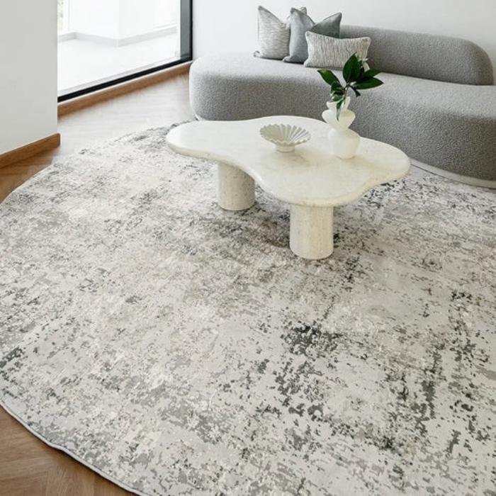 Modern Grey Distressed Round Rugs