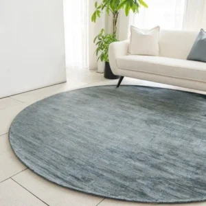 Modern In Solid Grey And Teal Colors Round Rugs