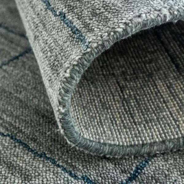 Modern In Solid Grey And Teal Colors Round Rugs image 2