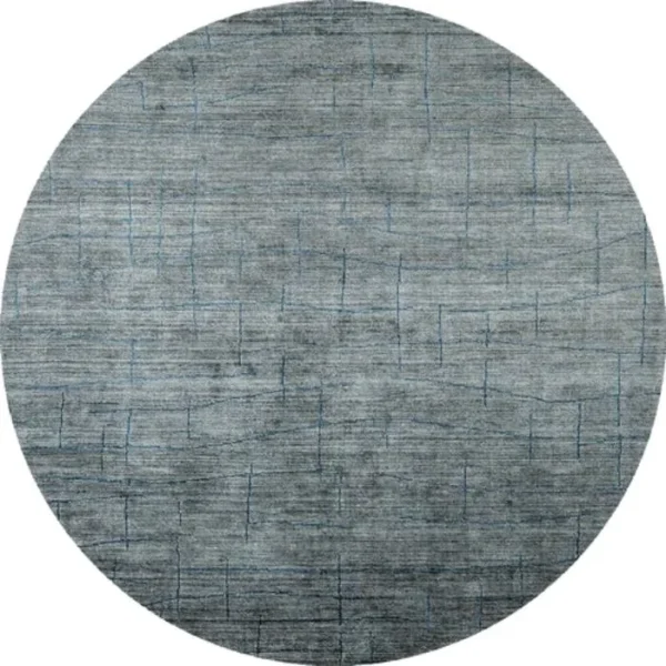 Modern In Solid Grey And Teal Colors Round Rugs image 3