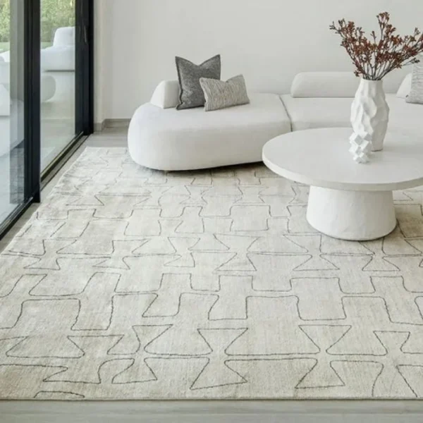 Pearl And Grey Line Pattern Rug - Image 2