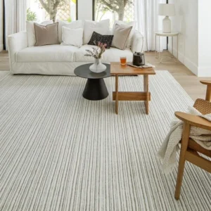 Narrow striped rug in mixed texture