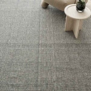 Narrow Stripes Forming Grid Design Round Rug 3