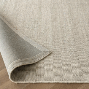 Rug with narrow stripes in grid layout