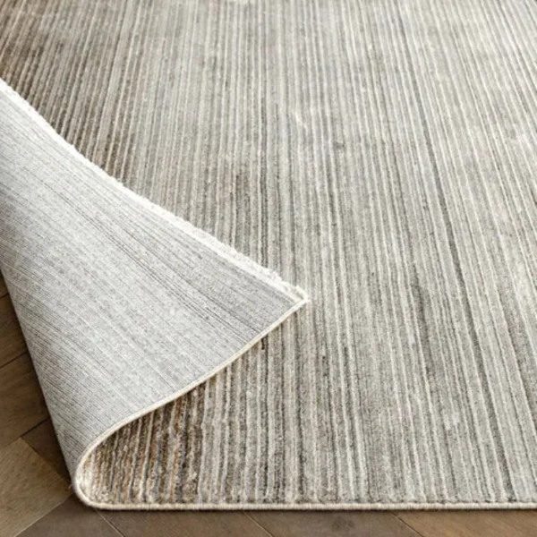 Narrow Stripes Textured Grey Runner Rug image 1