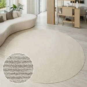 Narrow Textured Stripes Round Rugs
