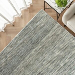 Neutral-toned rug with slim line texture