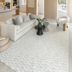 Striped rug placed in cozy room