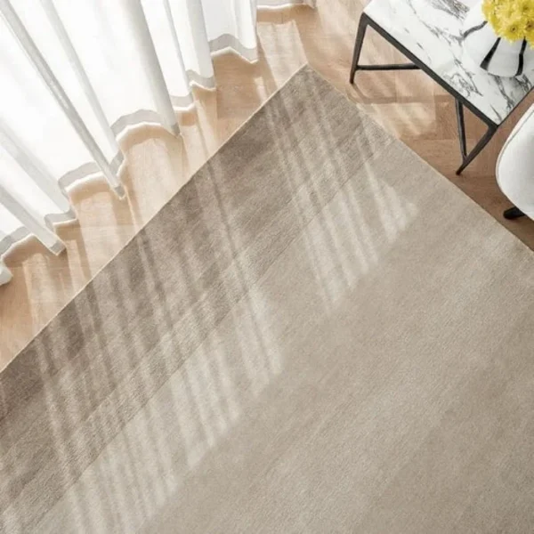 Ombré rug styled in neutral room