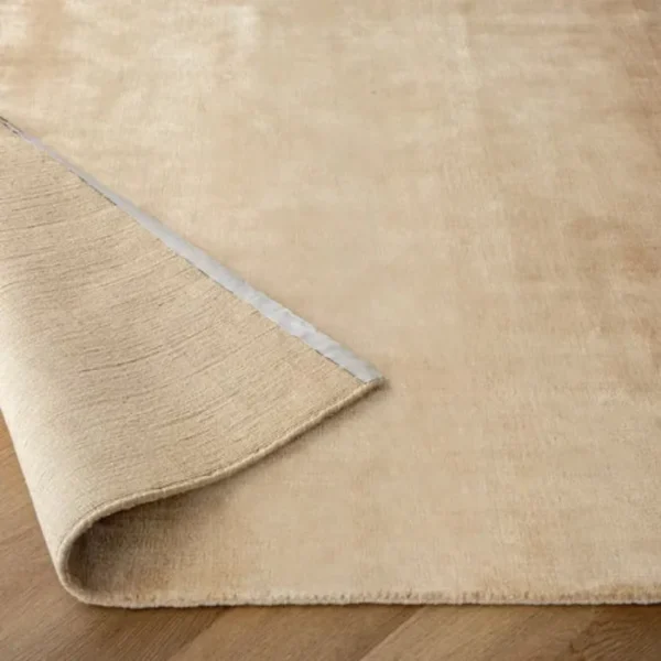 Close view of subtle ombré striped rug texture