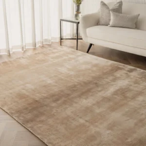 Subtle ombré stripes carpet on hardwood floor