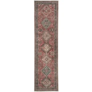 Ornate Border Diamond Pattern Runner Rugs image 2