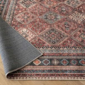 Ornate Border Diamond Pattern Runner Rugs - Image 3