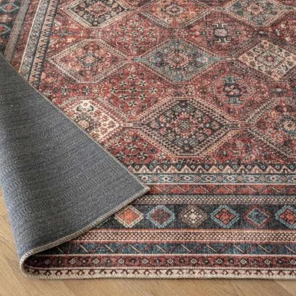 Ornate Border Diamond Pattern Runner Rugs - Image 3