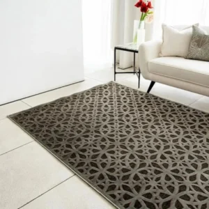 Ornate traditional rug in grey and purple