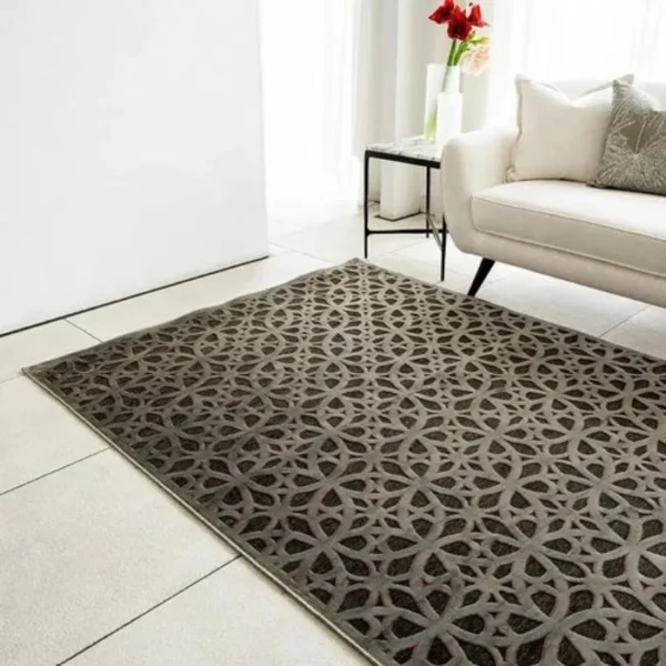 Ornate traditional rug in grey and purple