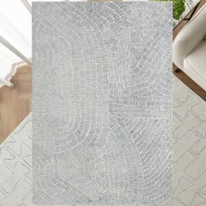 Overhead view of abstract line rug