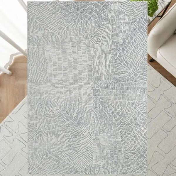 Overhead view of abstract line rug