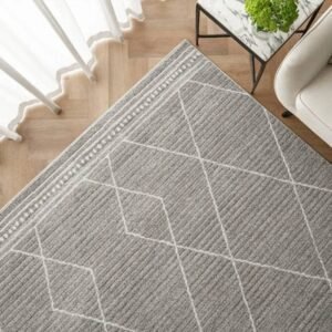 Grey Zigzag Diamond Striped Rugs - Image 3