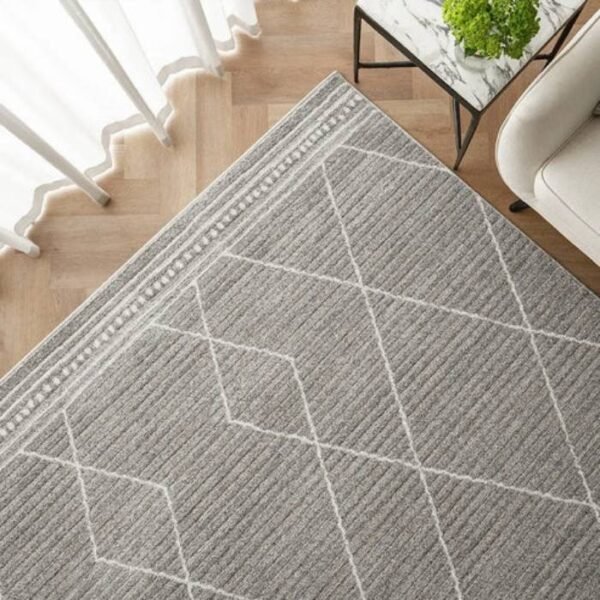 Grey Zigzag Diamond Striped Rugs - Image 3