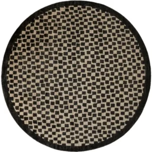 Pattern of Small Squares Modern Sandy Beige Round Rugs image 3