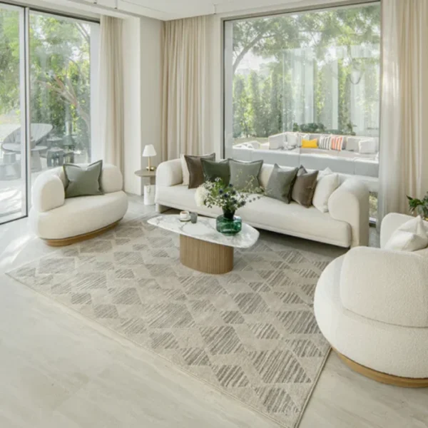 Patterned Cream Zigzag Rug