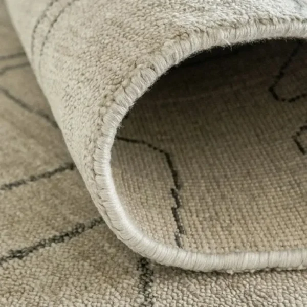 Pearl And Grey Line Pattern Round Rugs image 2