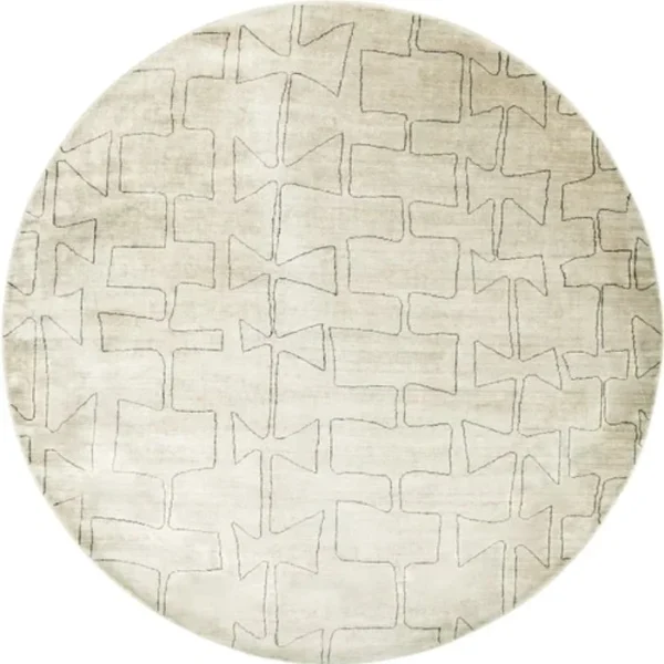 Pearl And Grey Line Pattern Round Rugs - Image 3