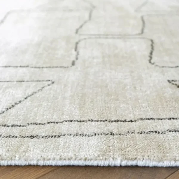 Pearl And Grey Line Pattern Round Rugs image 4
