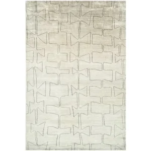 Pearl grey striped pattern rug