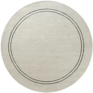 Pearl With Black Bordered Round Rugs image 3