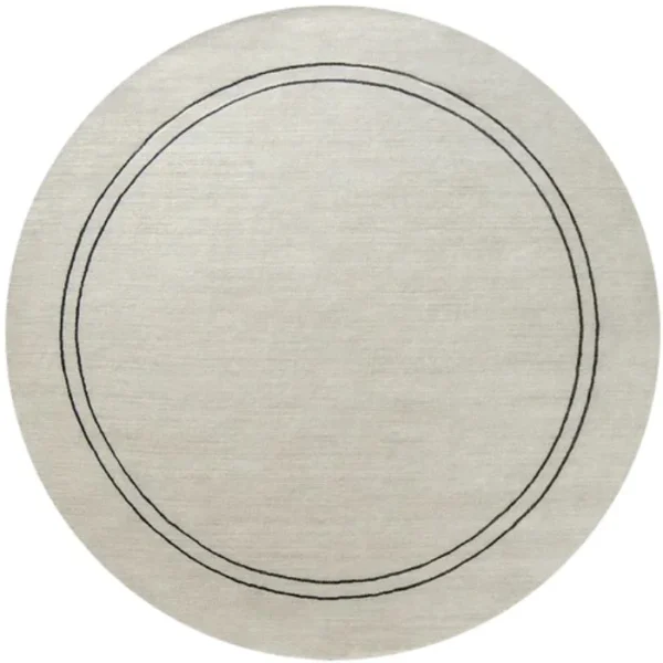 Pearl With Black Bordered Round Rugs image 3