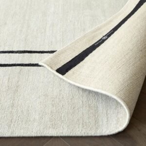 Pearl With Black Bordered Ruuner Rug image 1