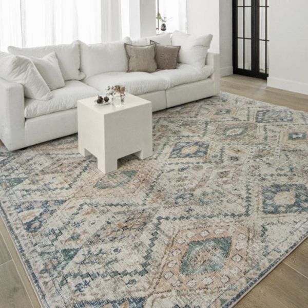Fading pattern rug under furniture