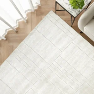 Raised Pattern White Rug