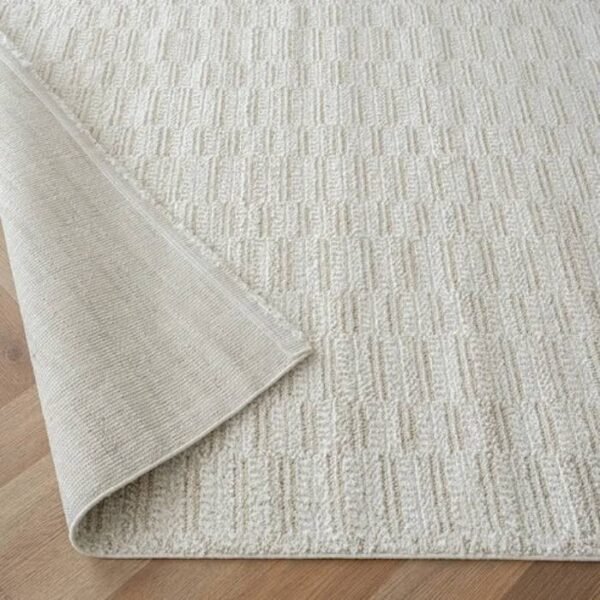 Textured rectangular grid patterned rug