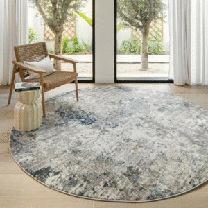 Corner of rug with faded stripe finish